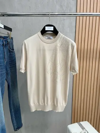 字母刺绣针织polo短袖 高仿爱马仕T恤/POLO衫