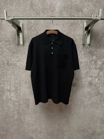 字母满印镂空提花口袋针织POLO衫 高仿LVT恤/POLO衫