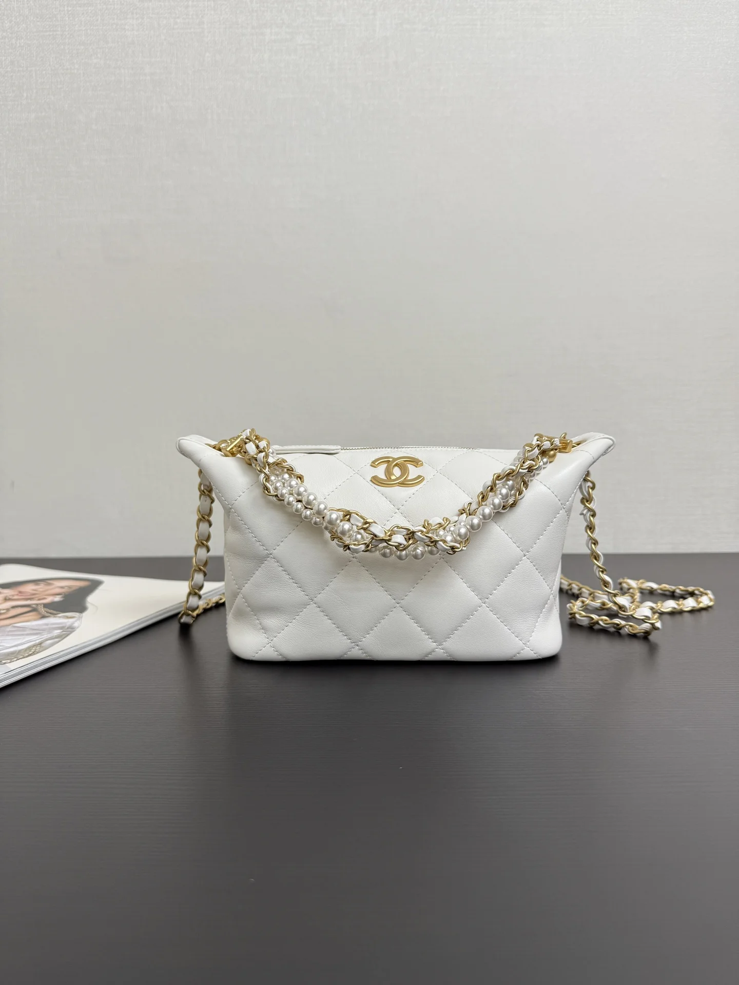 香奈儿 99537 珍珠链条饭盒包 女士斜挎包