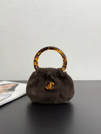 99534 早春度假瑁手柄麂皮小包 女士手提包 高仿香奈儿女包