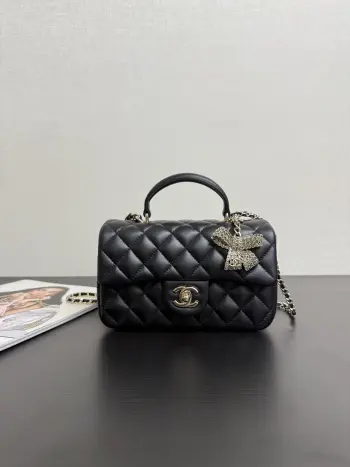 钻石蝴蝶结口盖包 女士斜挎包 高仿香奈儿女包