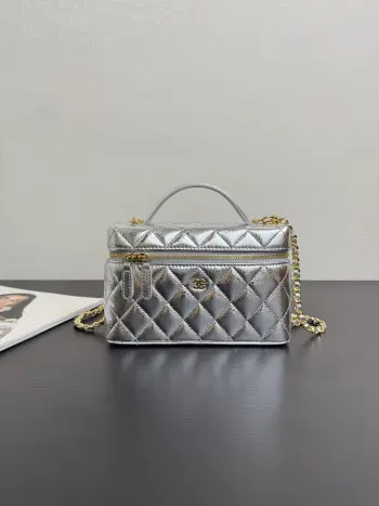 99448 银色饭盒包 女士斜挎包 高仿香奈儿女包