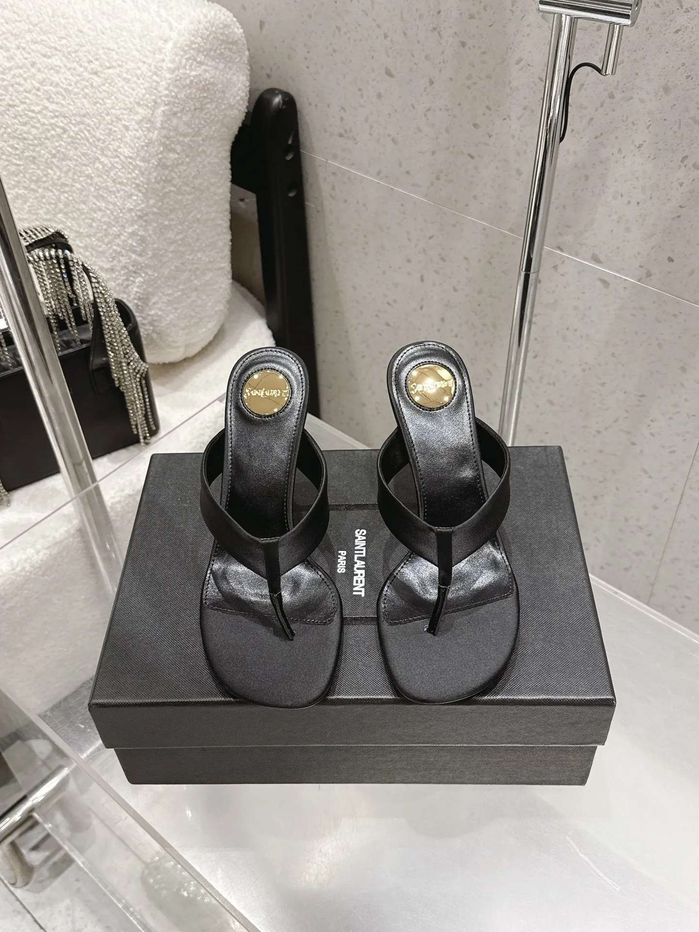 SAINT LAURENT High-heeled thong sandals women s slippers SAINT LAURENT High-heeled thong sandals women s slippers