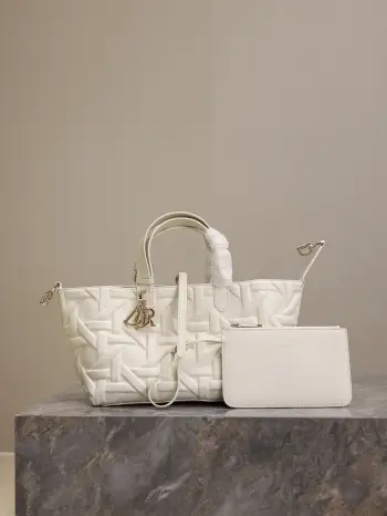 1188 White Embossed Diamond Pattern Women s Shoulder Bag Replica Dior womens bags