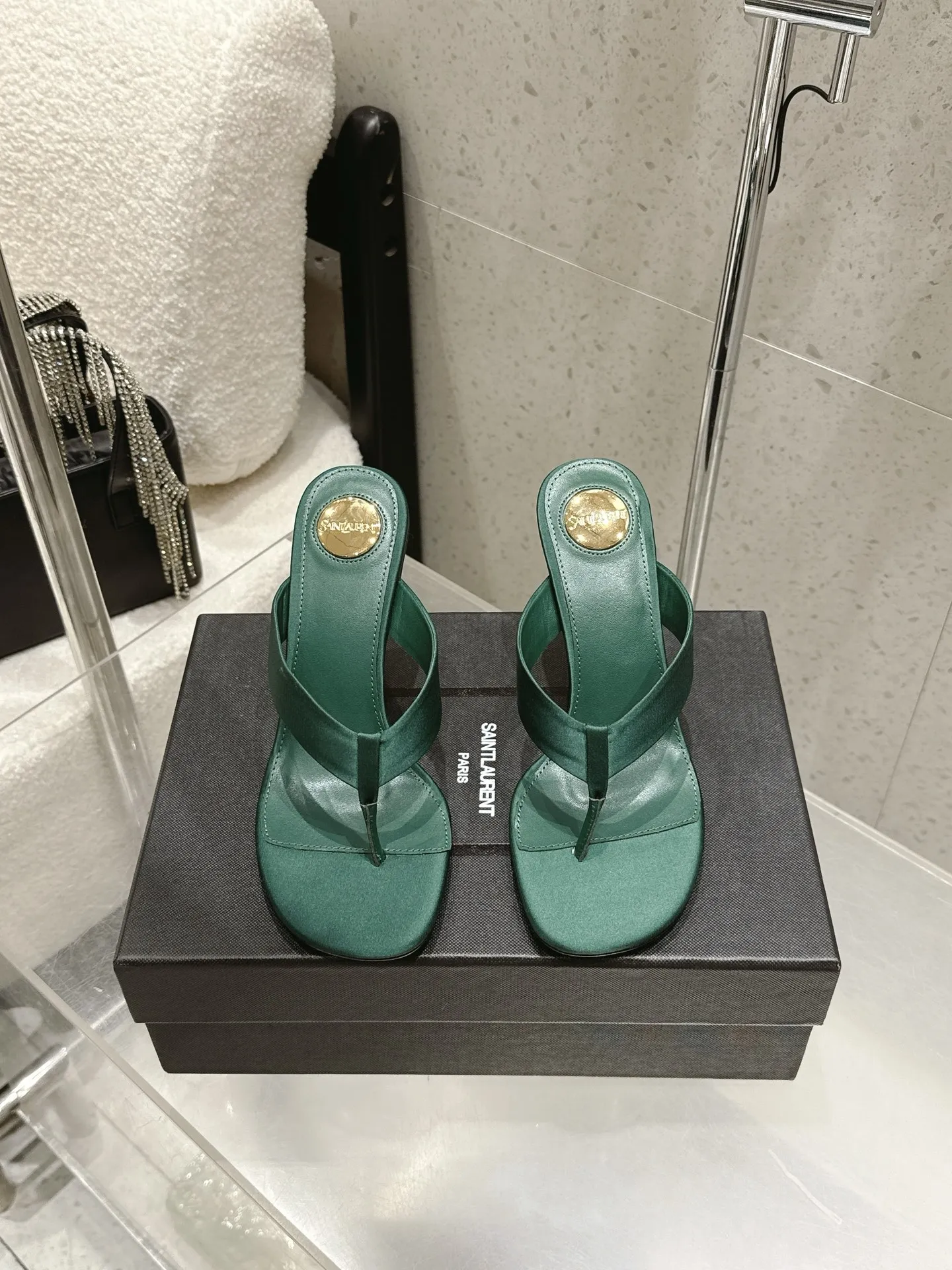 SAINT LAURENT High-heeled thong sandals women s slippers SAINT LAURENT High-heeled thong sandals women s slippers