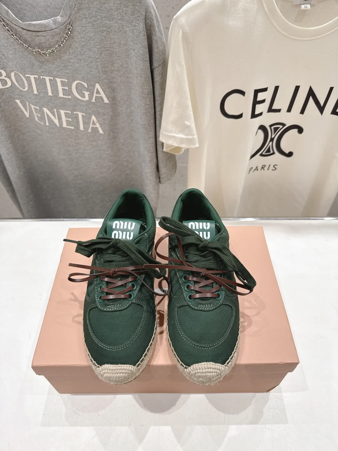 MIU MIU Canvas rope sole fisherman shoes women s loafers