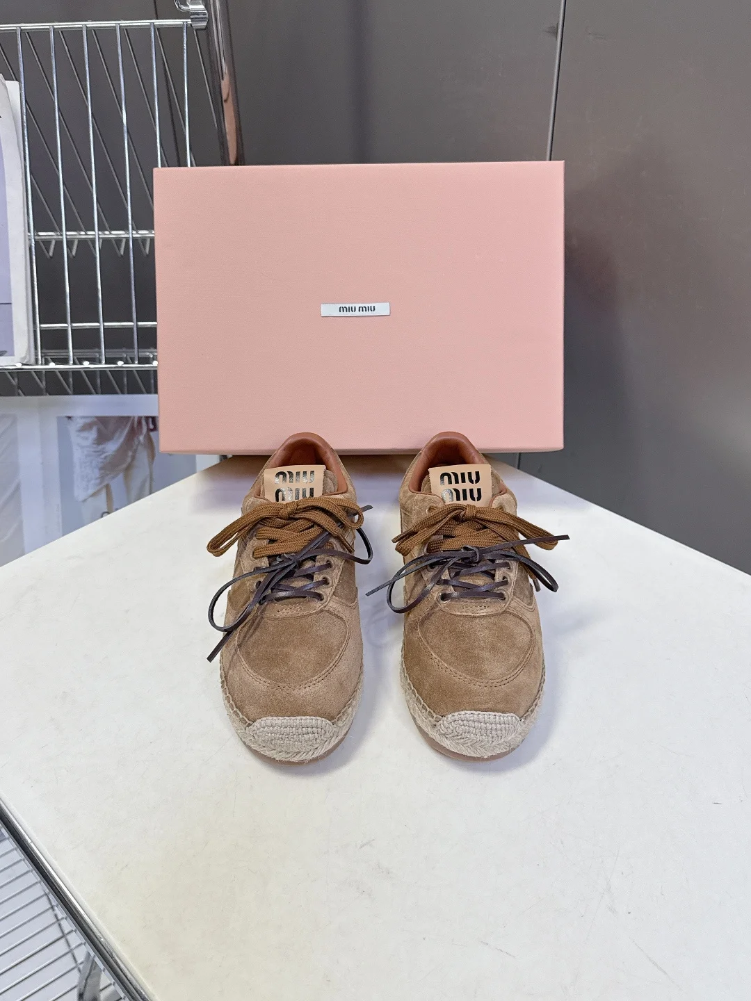 MIU MIU Spring and Summer Latest Style Woven Sole Training Shoes Women s Casual Shoes