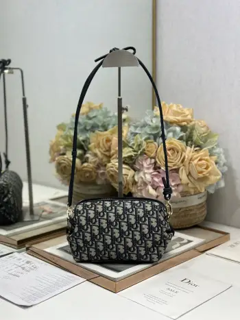 S3900 Blue Canvas and Leather Clutch Bag Women s Crossbody Bag Replica Dior womens bags