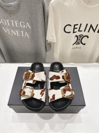 Summer New Double-Breasted Flat Beach Slippers Women s Slippers Replica SAINT LAURENT Womens Sandals and Slides
