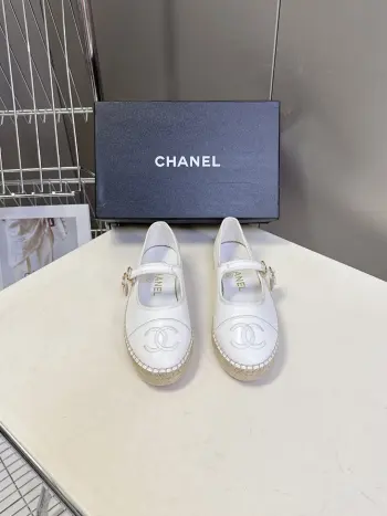 Double C Embroidered Mary Jane Straw Fisherman Shoes Fisherman Shoes Replica Chanel Womens Loafers and Dress Shoes