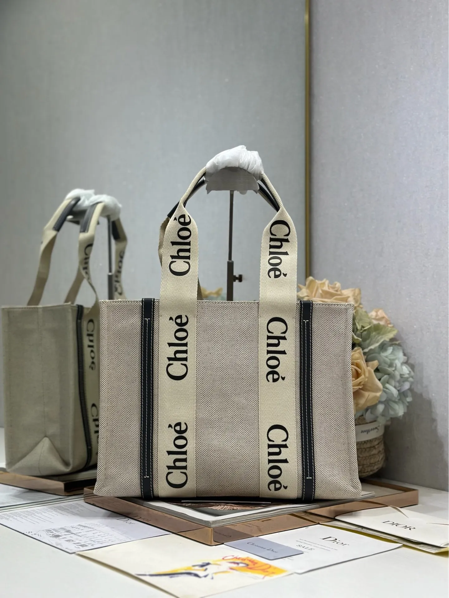 Dior 6690 Dark Blue Canvas Tote Bag Women s Tote Bag