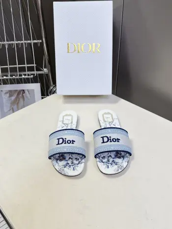 Spring and summer latest embroidered chunky heel slide sandals for women. Replica Dior Womens Sandals and Slides