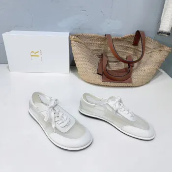Simple mesh color-blocking lace-up flat casual shoes women s casual shoes Replica THE ROW Womens Casual and Sneakers