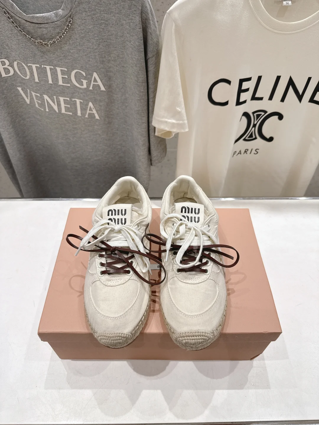 MIU MIU Canvas rope sole fisherman shoes women s loafers