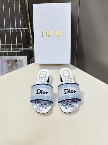 Spring and summer latest embroidered chunky heel slide sandals for women. Replica Dior Womens Sandals and Slides