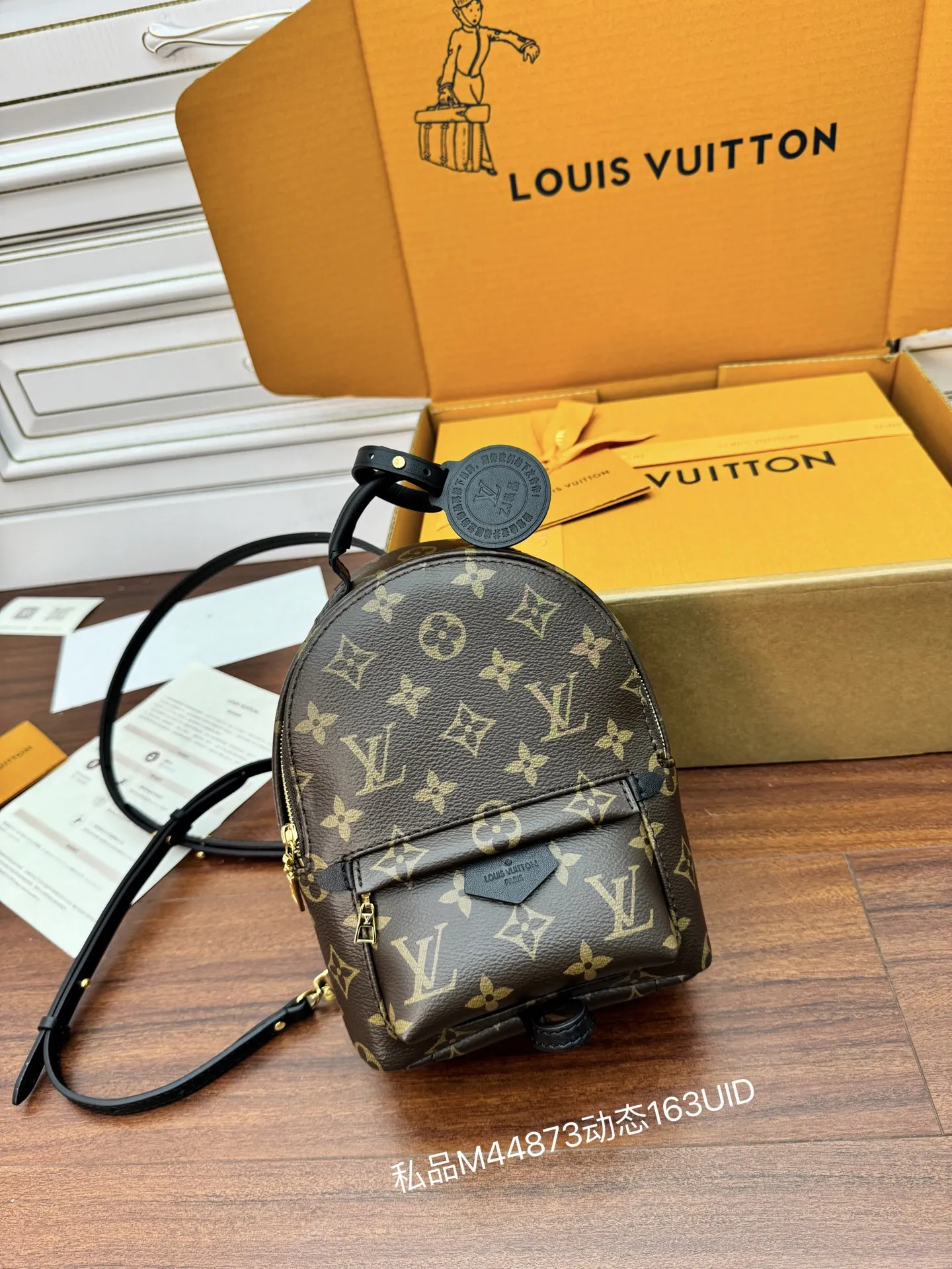 Louis Vuitton M44873 Imported Diamond Pattern Fabric Handbag Backpack Louis Vuitton M44873 Imported Diamond Pattern Fabric Handbag Backpack