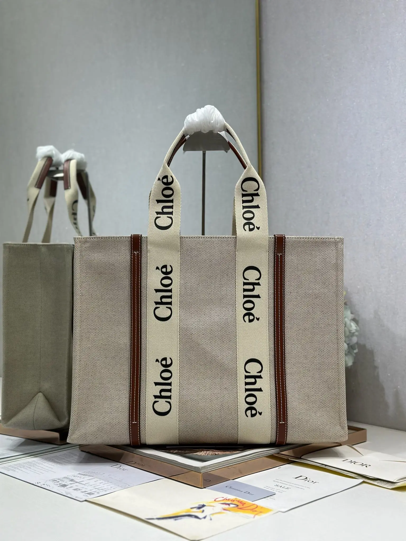 Dior 6690 Dark Blue Canvas Tote Bag Women s Tote Bag