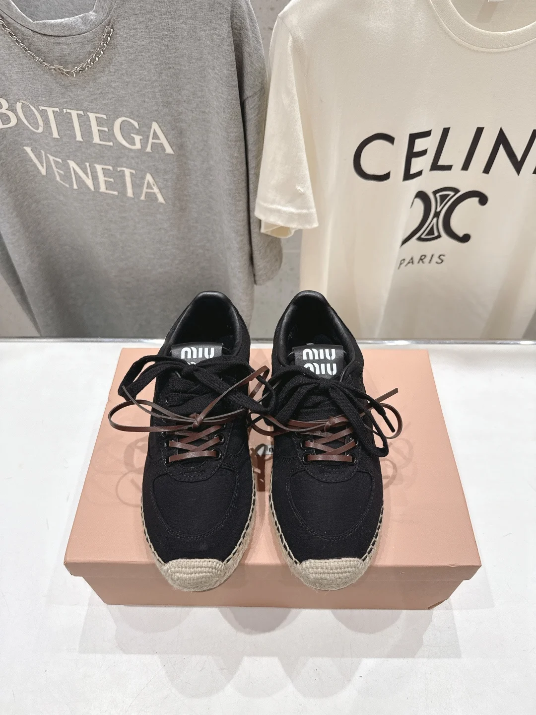 MIU MIU Canvas rope sole fisherman shoes women s loafers