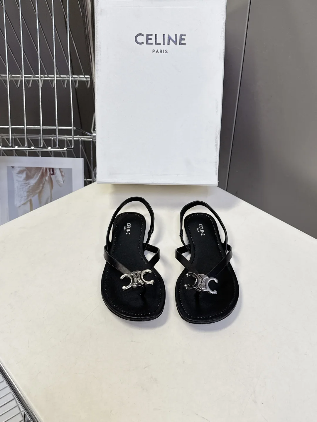 Celine New Arc de Triomphe Metal Buckle Flip-Flops Women s Sandals