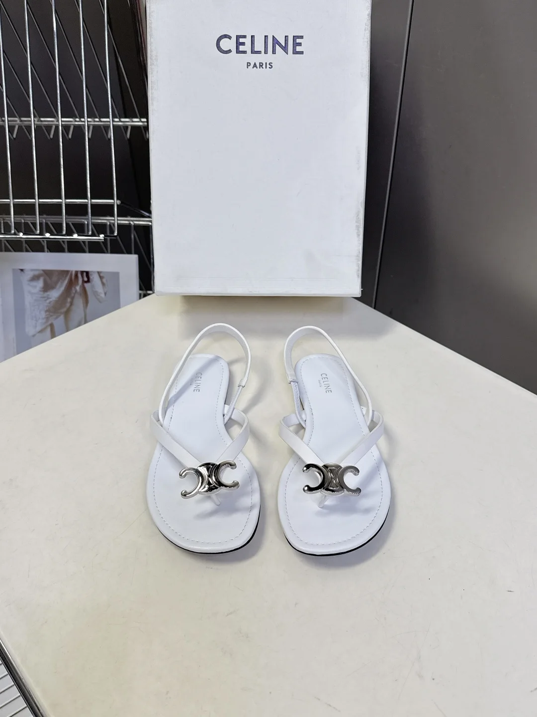 Celine New Arc de Triomphe Metal Buckle Flip-Flops Women s Sandals