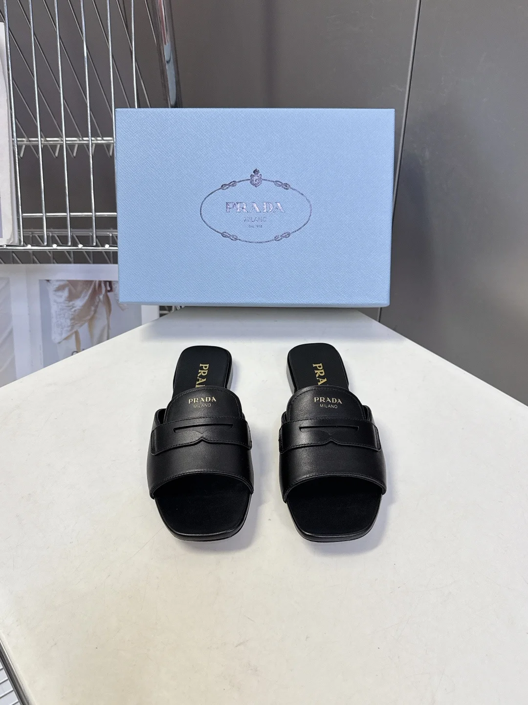 Prada Spring and summer latest square-toe slide sandals for women