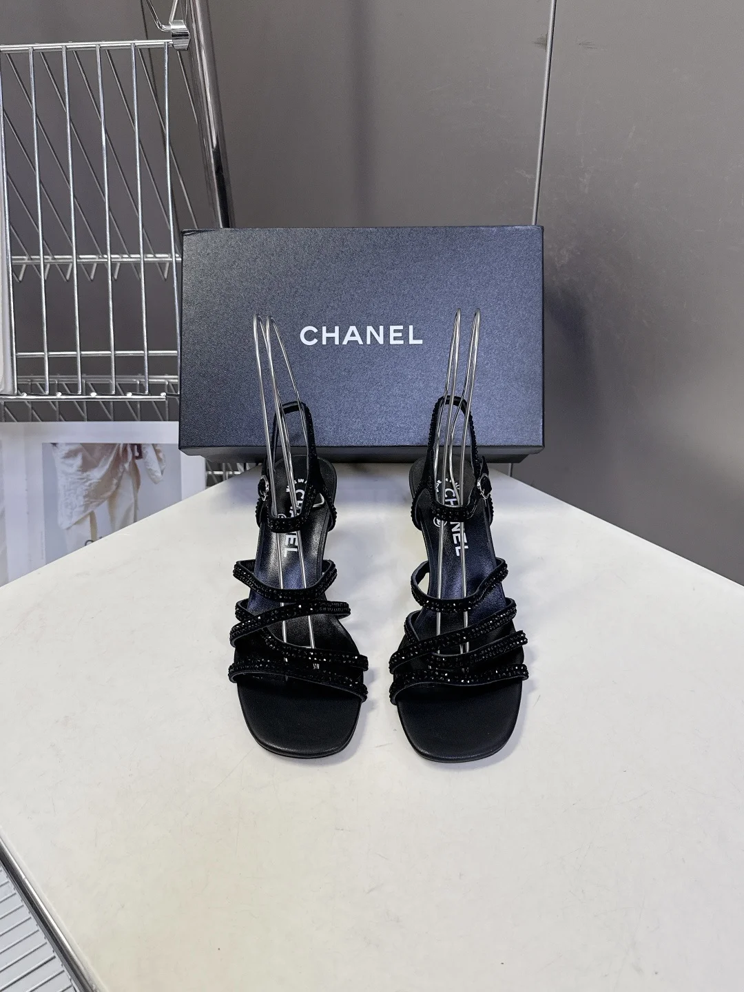 Chanel Spring and summer latest rhinestone strap kitten heel sandals women s sandals