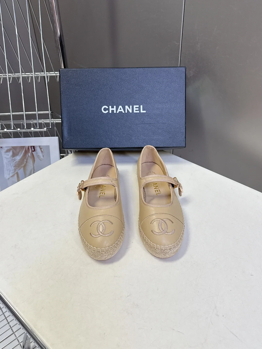 Chanel Double C Embroidered Mary Jane Straw Fisherman Shoes Fisherman Shoes