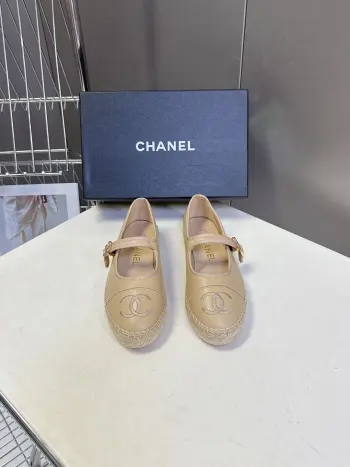 Double C Embroidered Mary Jane Straw Fisherman Shoes Fisherman Shoes Replica Chanel Womens Loafers and Dress Shoes