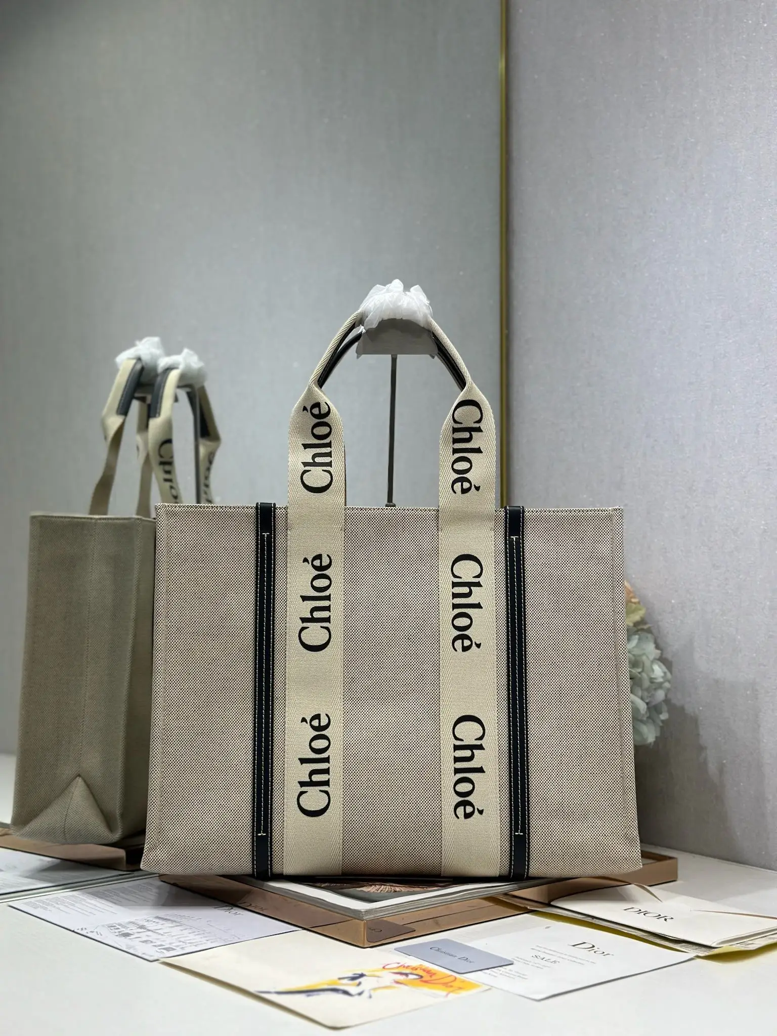 Dior 6690 Dark Blue Canvas Tote Bag Women s Tote Bag