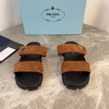 Cow suede patterned non-slip sole slippers women s slippers Replica Prada Womens Sandals and Slides