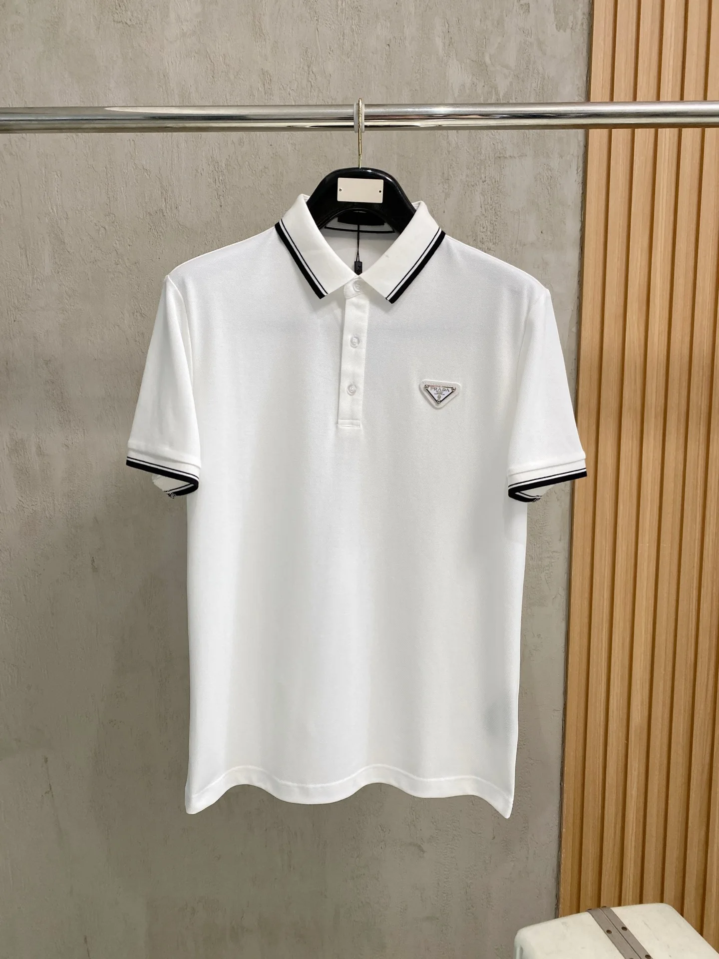Prada Metal Triangle Logo Polo Shirt