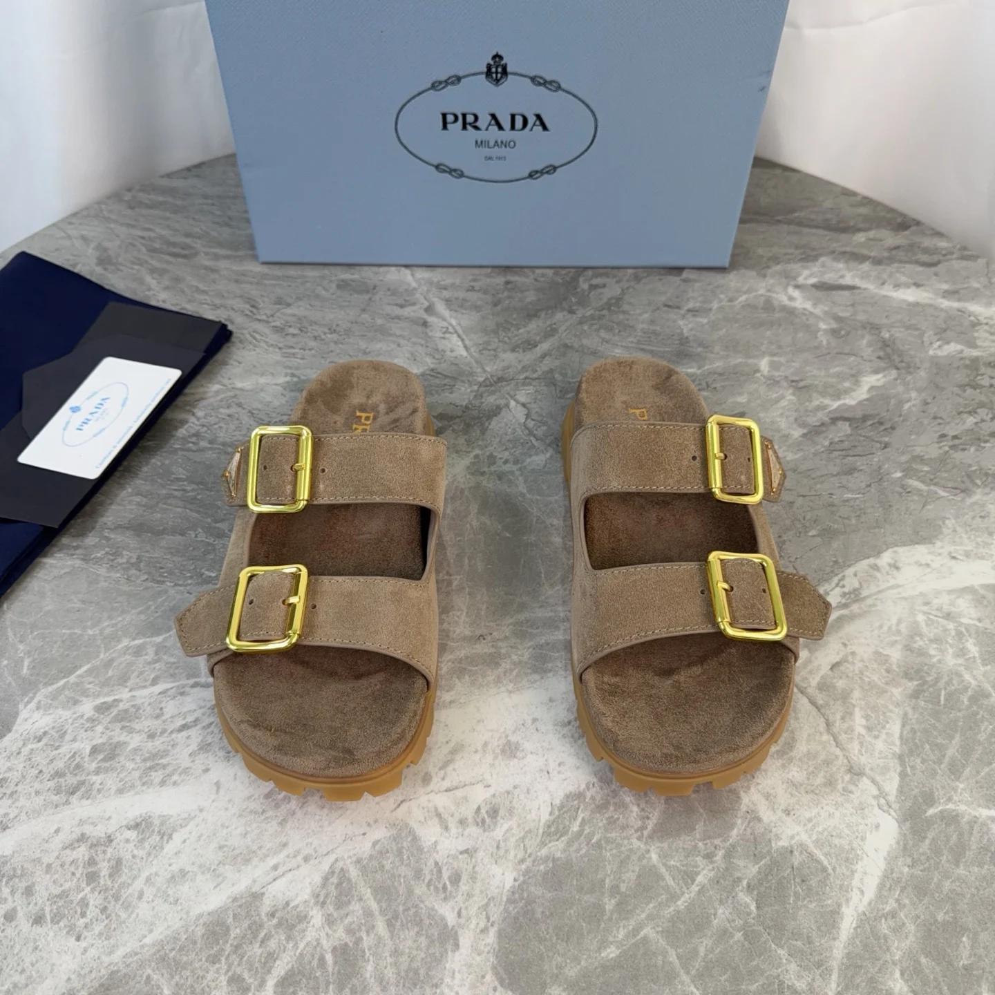 Prada Kosei Glossy Cow Suede Slippers Women s Slippers