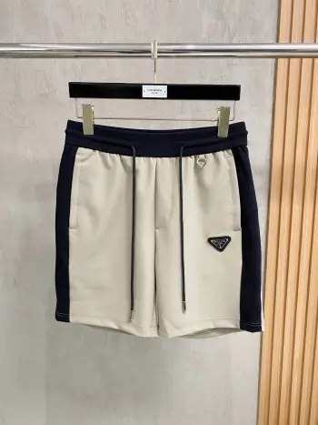 Embroidered versatile elastic waistband drawstring shorts Replica Prada Shorts and Swimwear