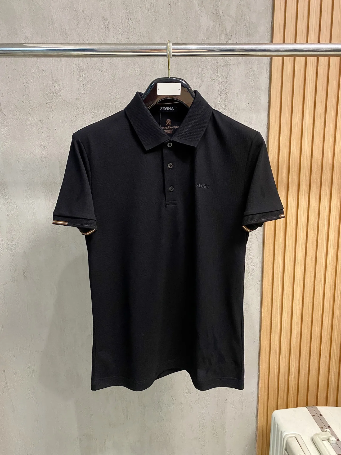 Zegna Summer New Classic Embroidered Men s Polo Shirt with Collar