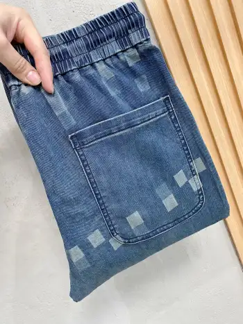 checkerboard denim pants Replica Louis Vuitton Jeans