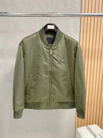 Triangle logo casual baseball jacket unisex Replica Prada Jackets and Outerwear