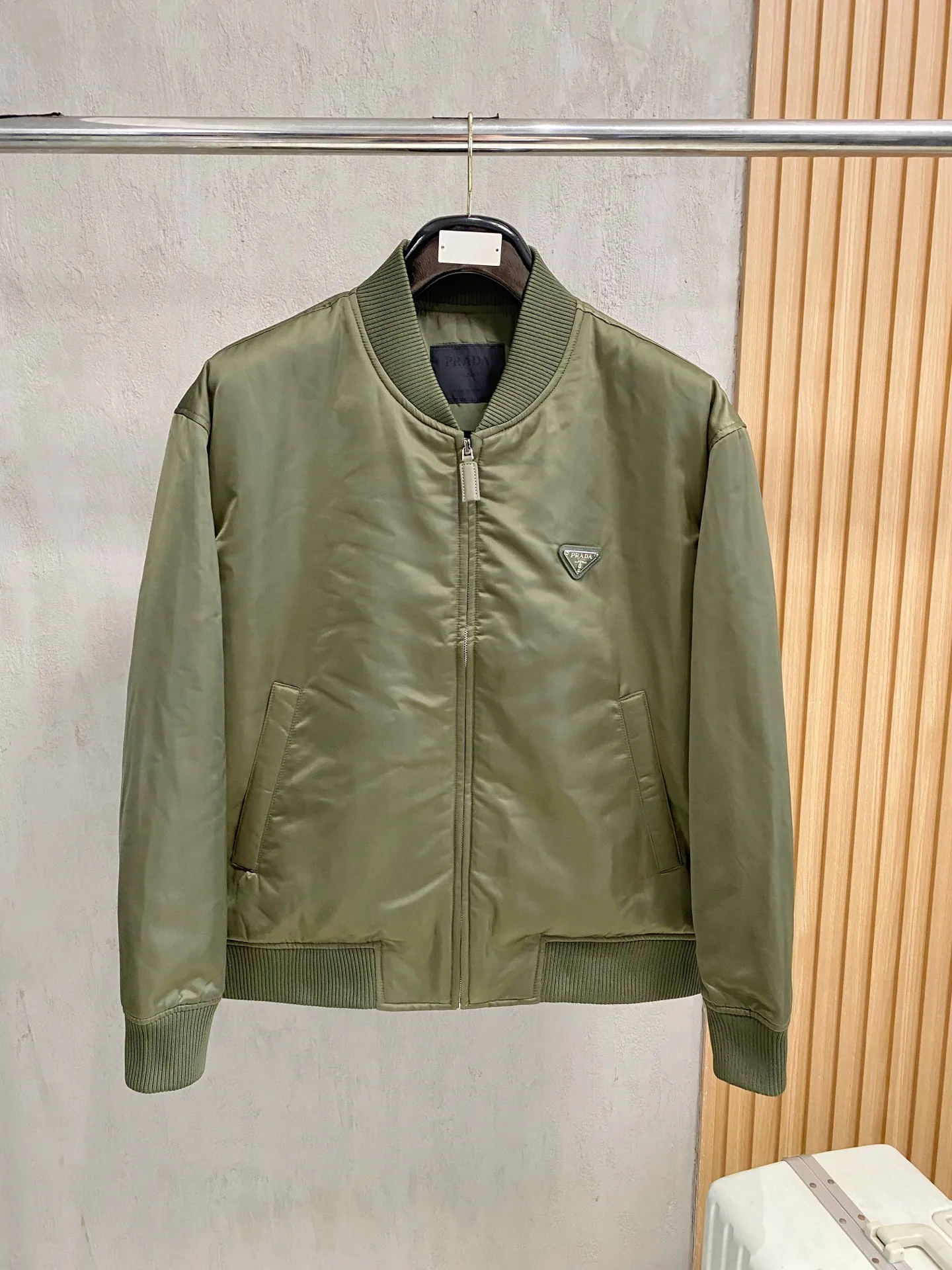 Prada Triangle logo casual baseball jacket unisex Prada Triangle logo casual baseball jacket unisex