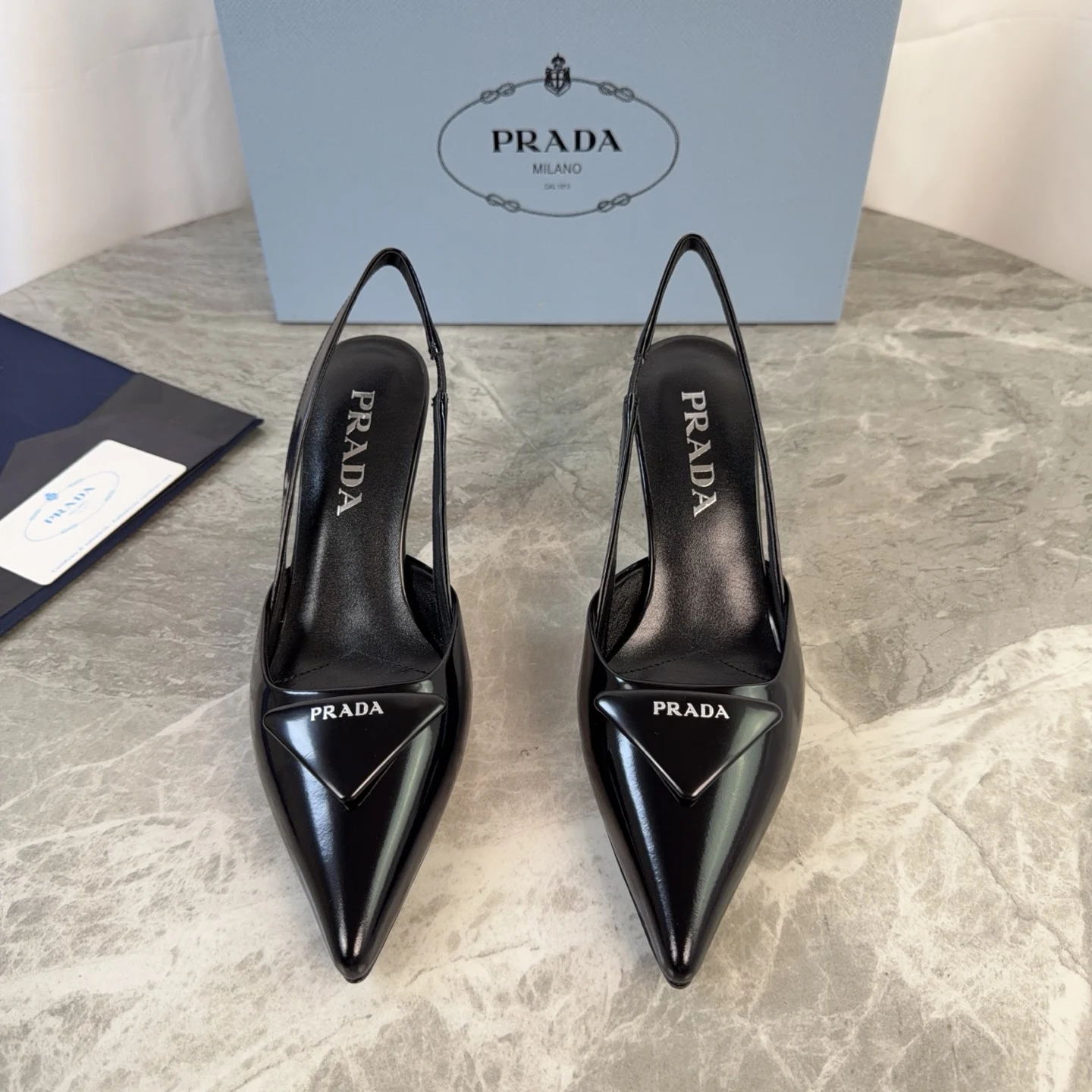 Prada Genuine leather sole pointed toe backless high heels women s high heels Prada Genuine leather sole pointed toe backless high heels women s high heels