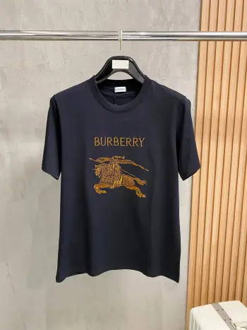 Equestrian Knight Embroidered Cotton Knit Round Neck Short Sleeve T-Shirt Replica Burberry Tshirts and Polos