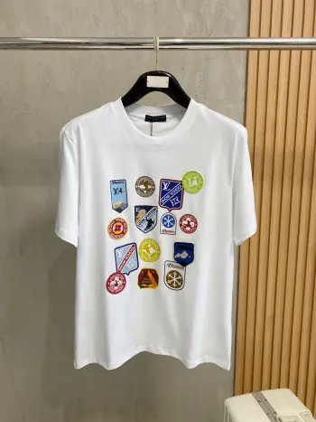 Zhangzai Printed Round Neck Short Sleeve T-Shirt Replica Louis Vuitton Tshirts and Polos