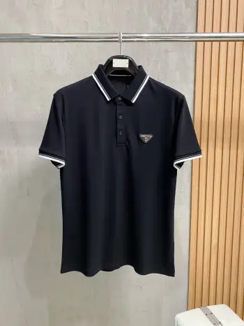 Metal Triangle Logo Polo Shirt Replica Prada Tshirts and Polos