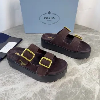 Kosei Glossy Cow Suede Slippers Women s Slippers Replica Prada Womens Sandals and Slides