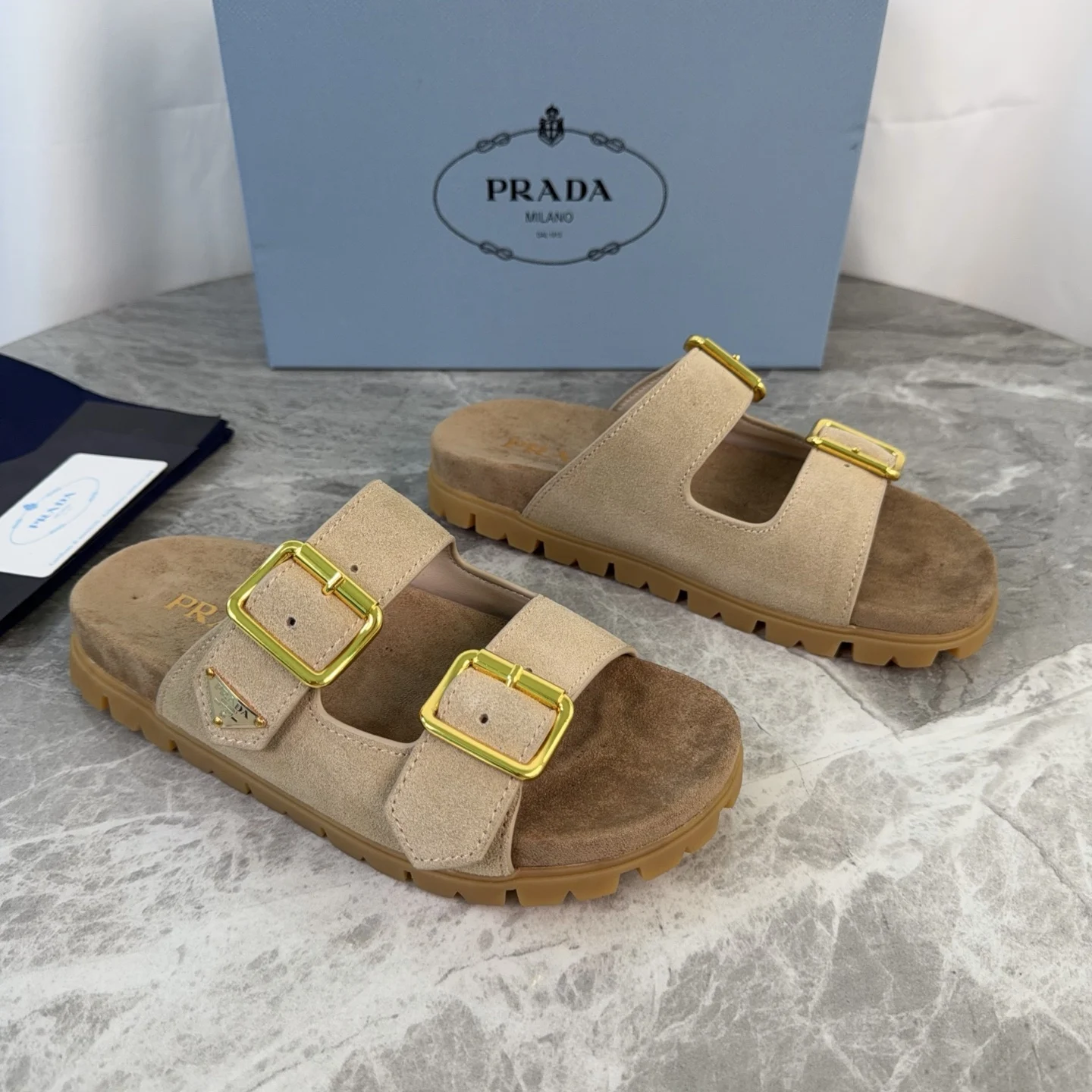 Prada Kosei Glossy Cow Suede Slippers Women s Slippers