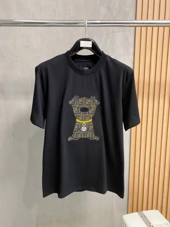 Spring and summer new classic embroidered T-shirt Replica Fendi Tshirts and Polos