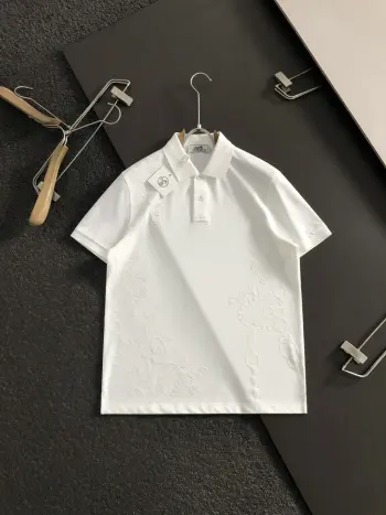 Silk Screen Velvet Printed Short Sleeve for Spring and Summer Replica Hermes Tshirts and Polos