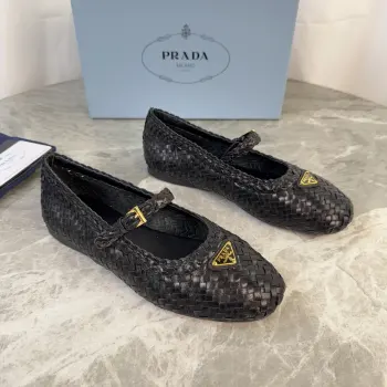 Imported cowhide woven flat shoes women s casual shoes Replica Prada Womens Loafers and Dress Shoes