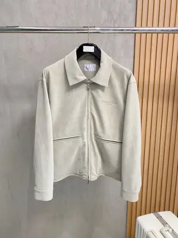 Letter embossed pattern suede jacket Replica Dior Jackets and Outerwear