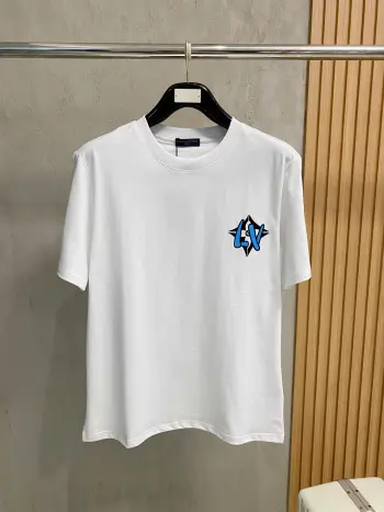 Men s New Round Neck Short Sleeve Replica Louis Vuitton Tshirts and Polos