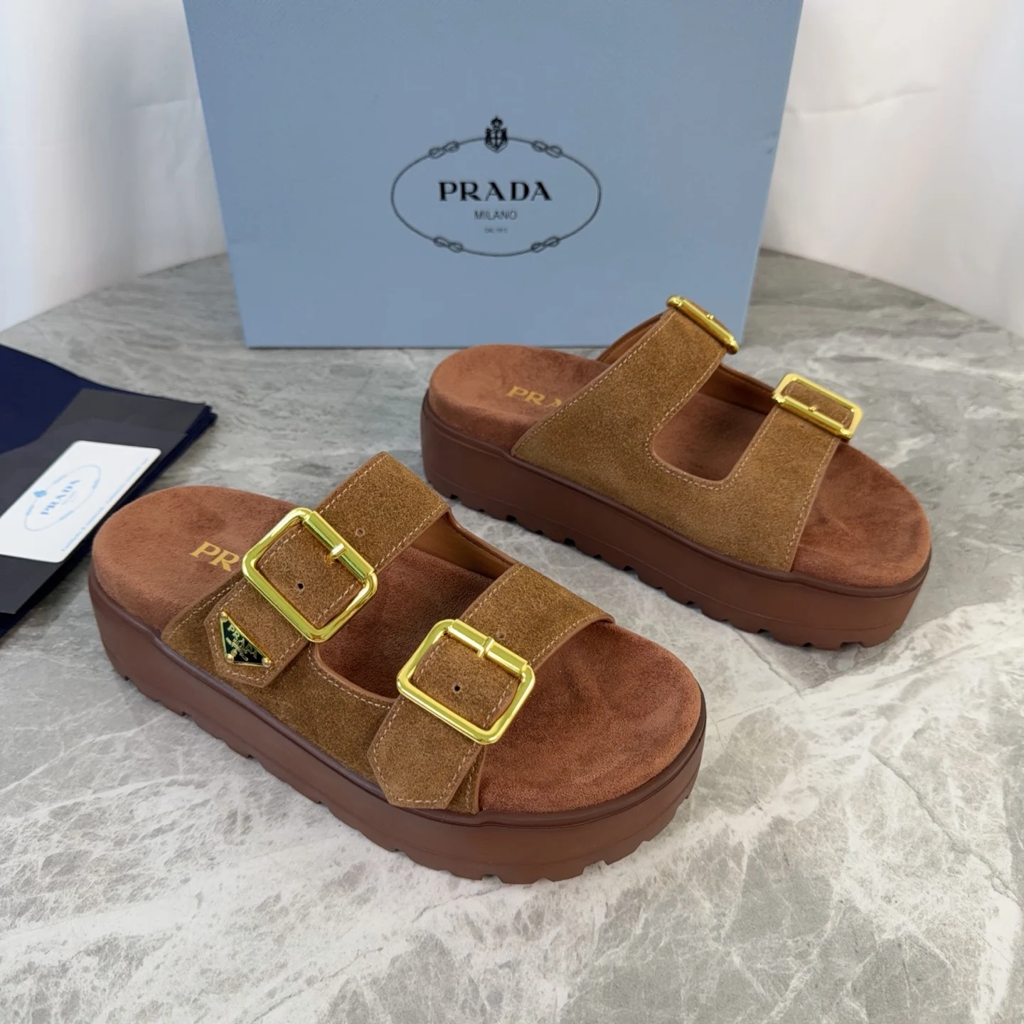 Prada Kosei Glossy Cow Suede Slippers Women s Slippers