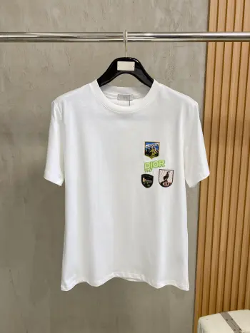 Unisex Printed Embroidered Short Sleeve T-Shirt Replica Dior Tshirts and Polos